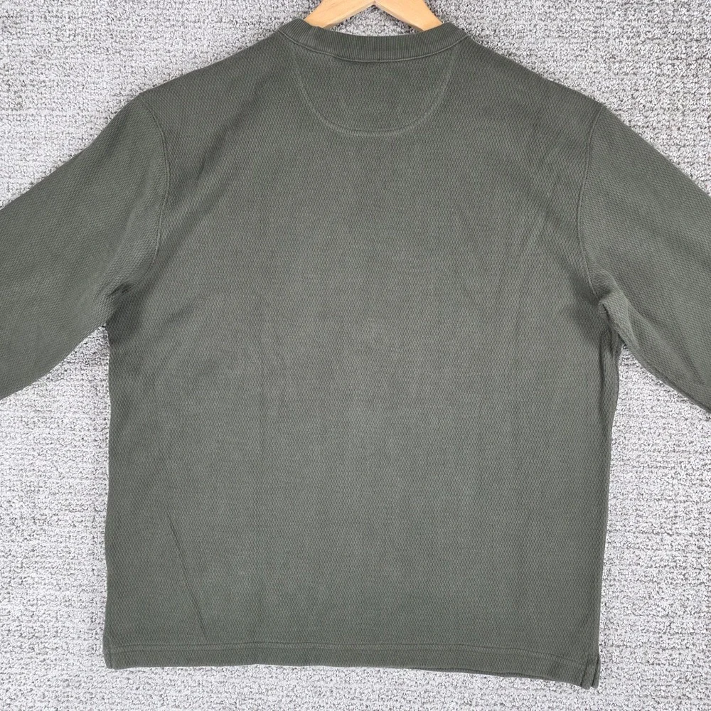 Filson Mens Mossy Rock Green Waffle Knit Crewneck Long Sleeve Shirt Size Large